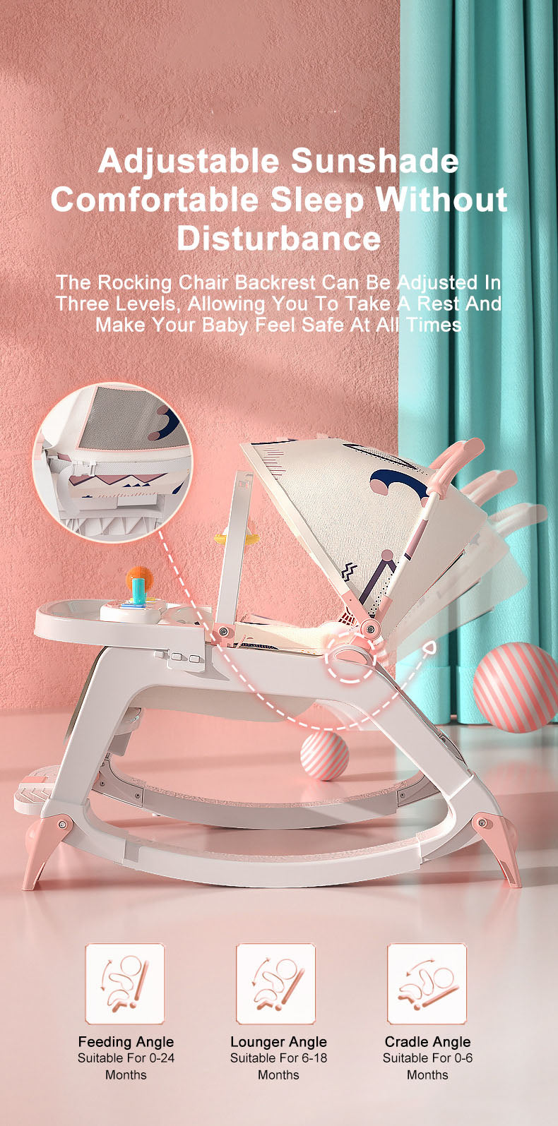 5 In 1 Infant Toddler Baby Bouncer Rocker Dining Chair Seat With Wheels