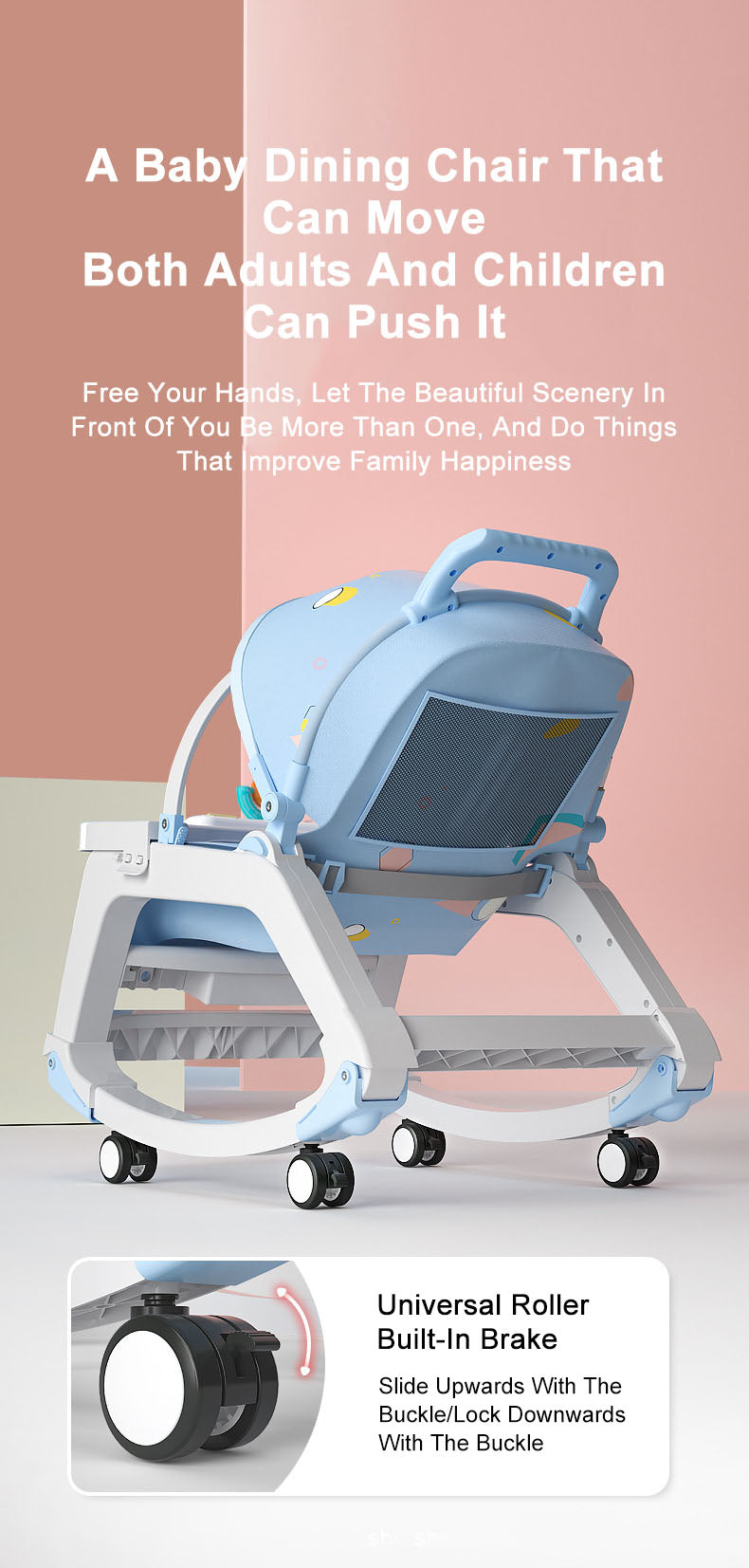 5 In 1 Infant Toddler Baby Bouncer Rocker Dining Chair Seat With Wheels