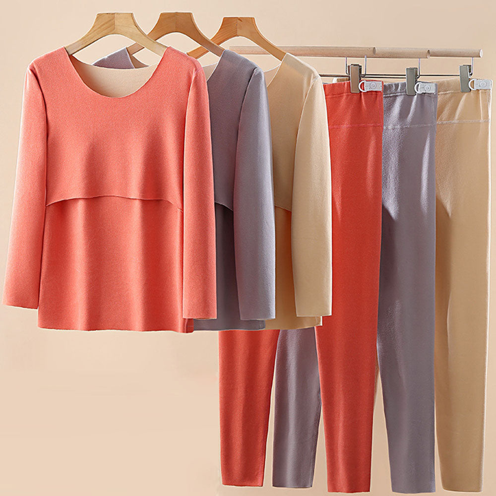 Button Down Nursing Sleepwear Warm Fall PJS Set for Breastfeeding Mom