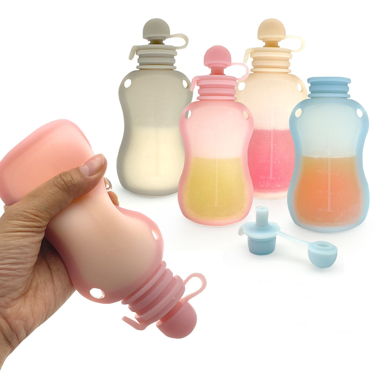 Breast milk and Food silicone storage bag fresh-keeping 150ml Reusable Pouches