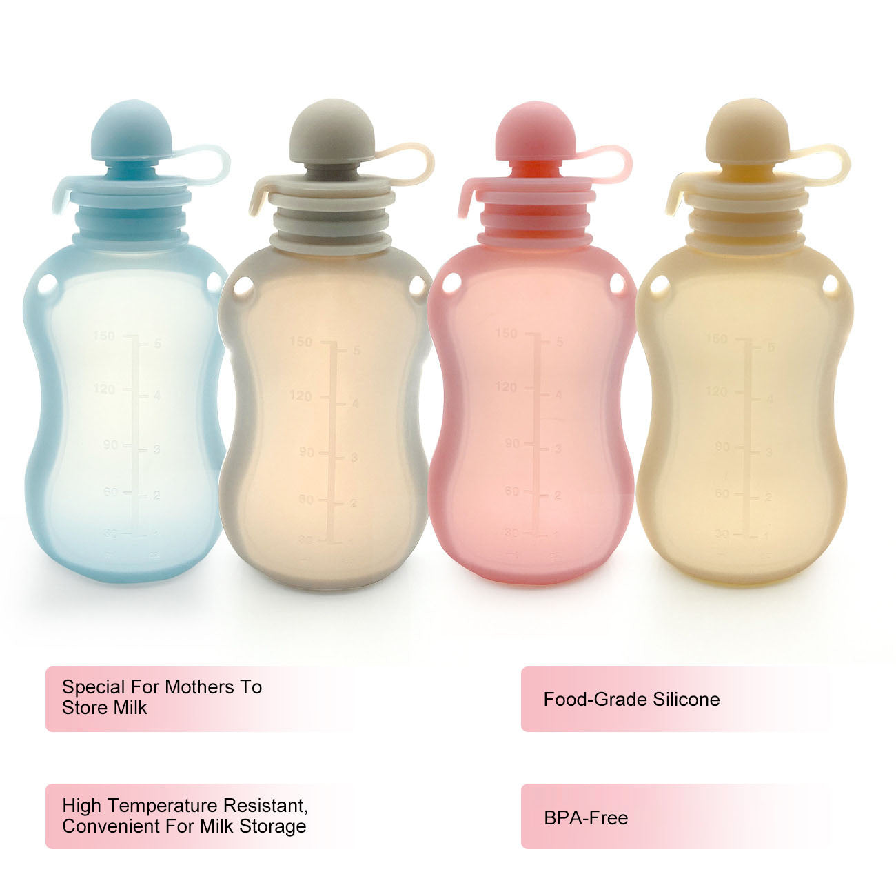 Breast milk and Food silicone storage bag fresh-keeping 150ml Reusable Pouches