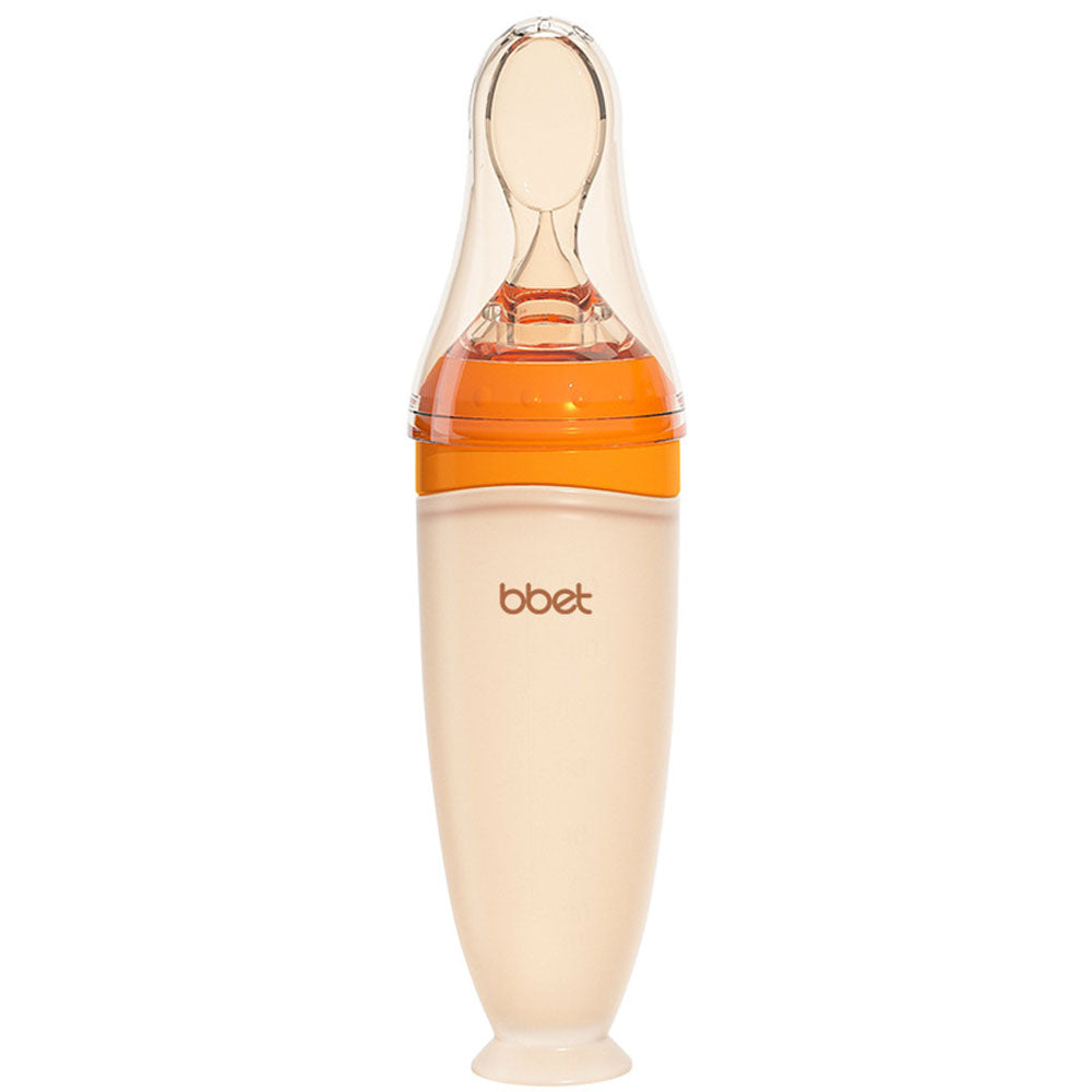 Baby silicone food feeder squeeze type anti-choking baby food spoon