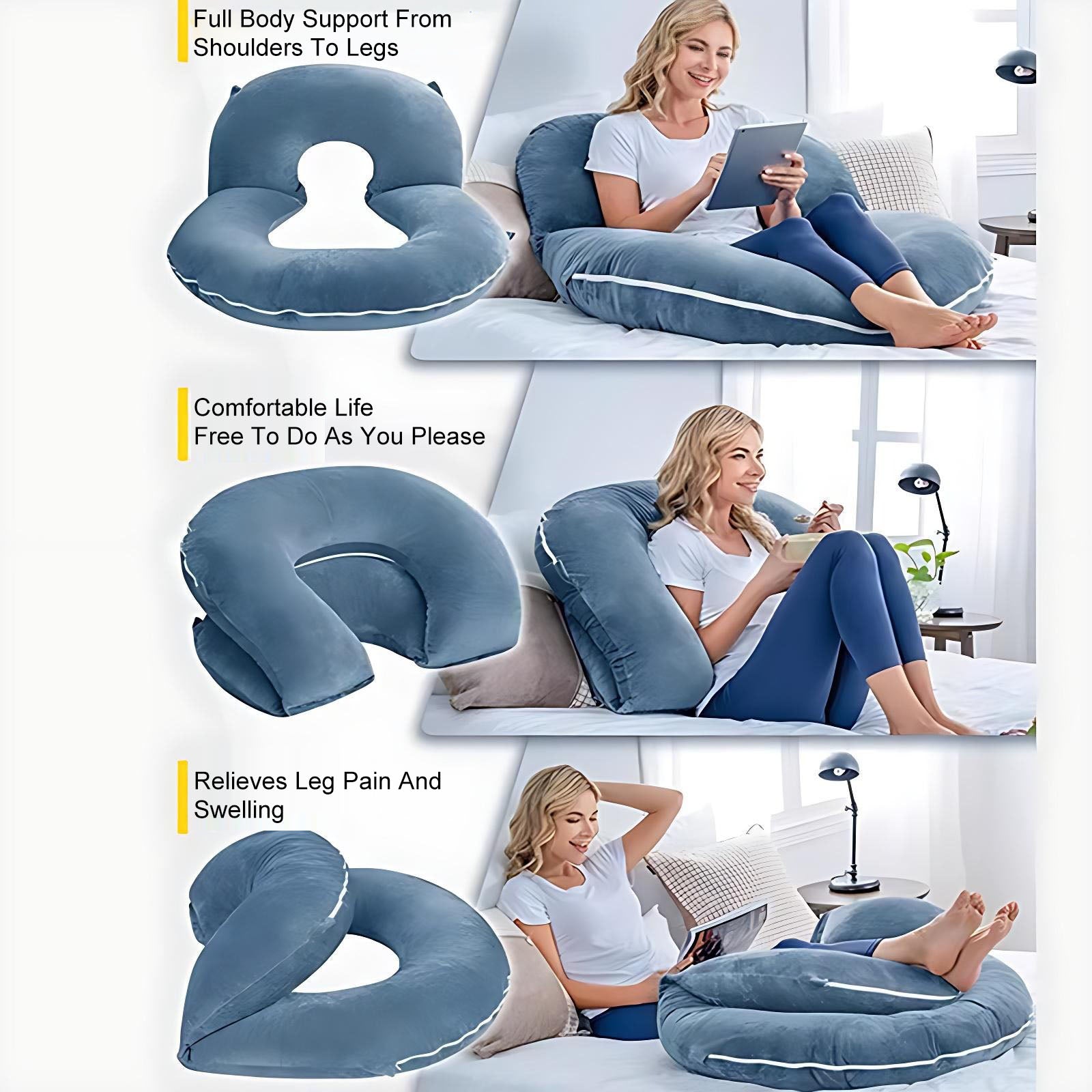 Reading Pillow Back Pillow for Sitting in Bed for Reading U-Shaped pregnancy Nusing Pillow