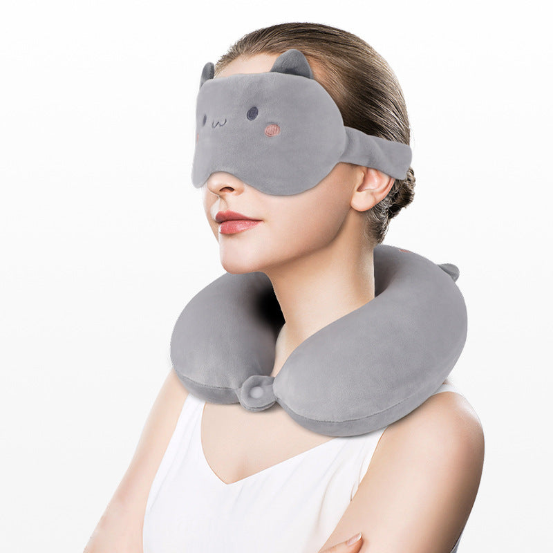 U-shaped pillow eye mask two-in-one memory foam pillow neck protection Office Travel