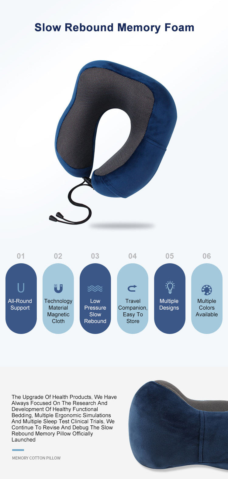 Memory foam U-shaped pillow airplane travel three-piece set nap neck pillow