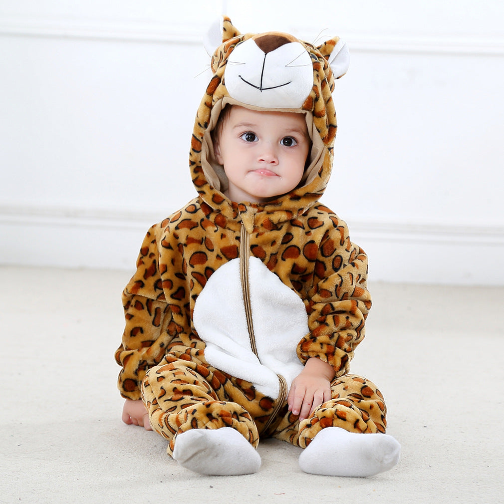 Baby and toddler bodysuit onesies flannel animal shape romper