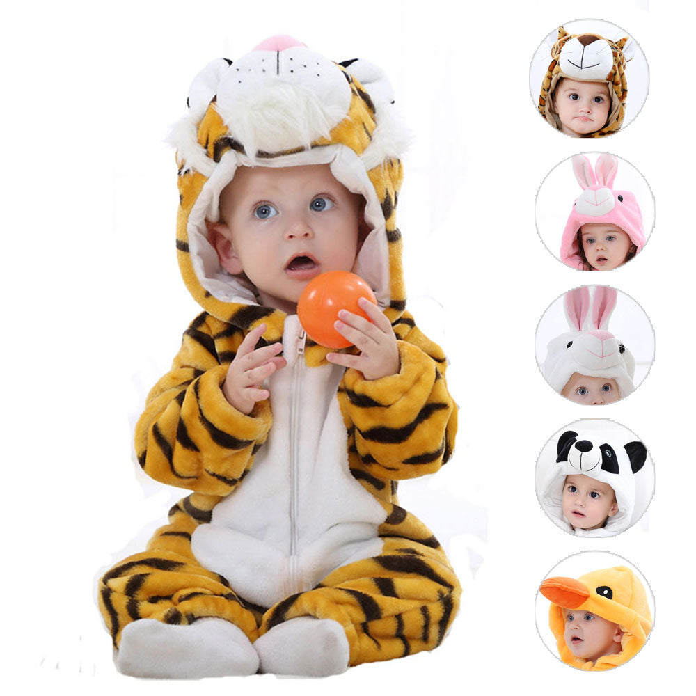 Baby and toddler bodysuit onesies flannel animal shape romper