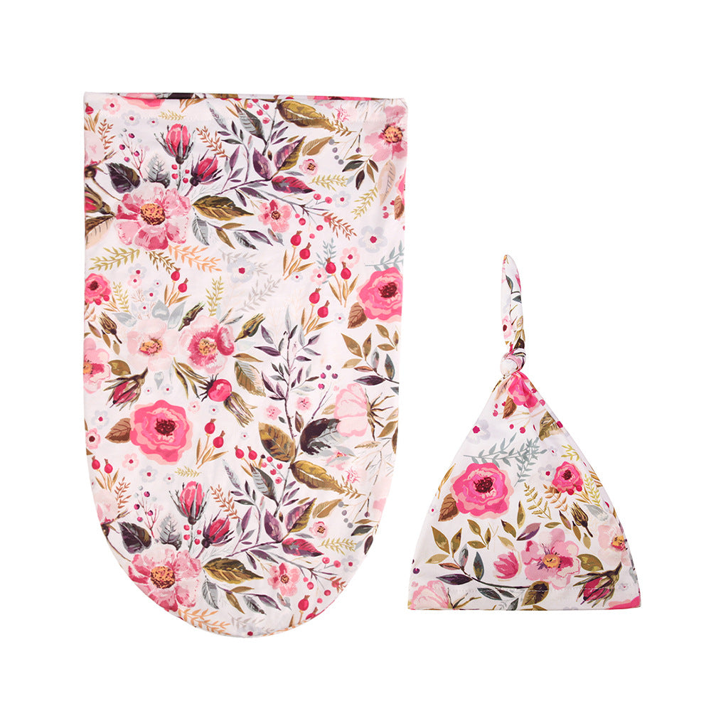 Floral Print Swaddle and Hat Set for Newborn Baby Photographers
