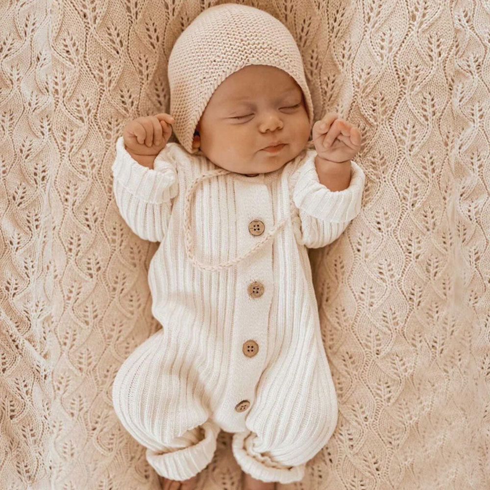 Newborn Baby Knit Sweater Romper Coverall Outfits One-Piece Jumpsuit for Infant Baby
