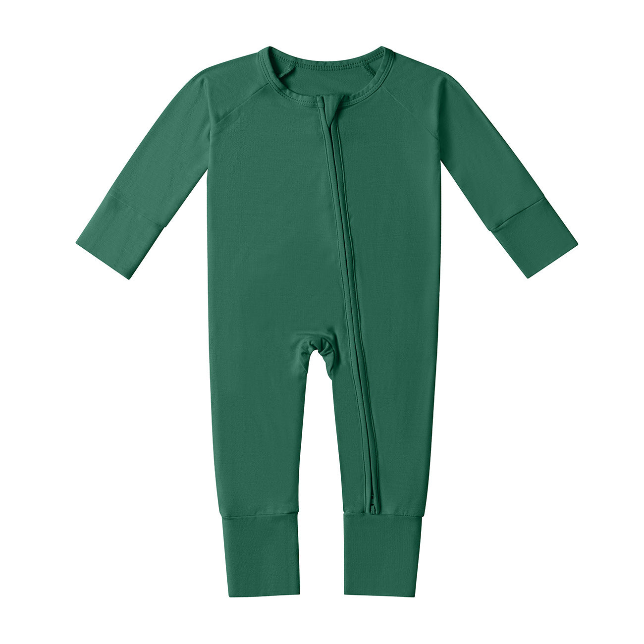 Bamboo Fiber Baby Long Sleeve Zipper Bodysuit Romper Solid Color For 0-24M