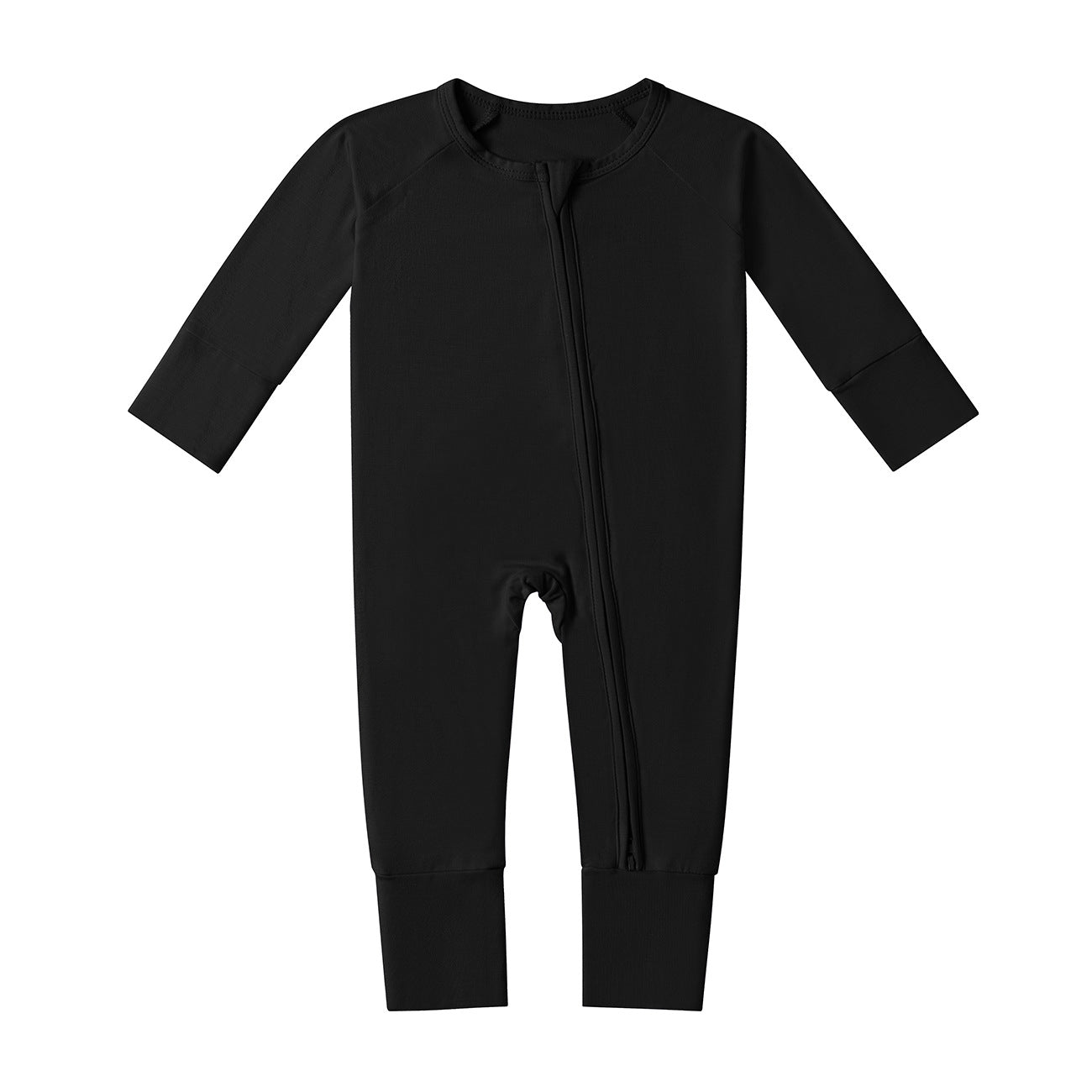 Bamboo Fiber Baby Long Sleeve Zipper Bodysuit Romper Solid Color For 0-24M