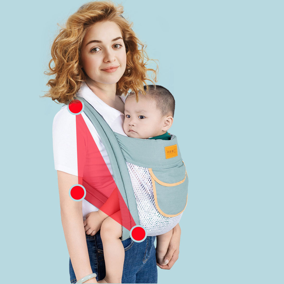 Baby Newborn Portable Sling Carrier Breathable Mesh Pocket Cross Straps Safety Sling with Foldable Hood