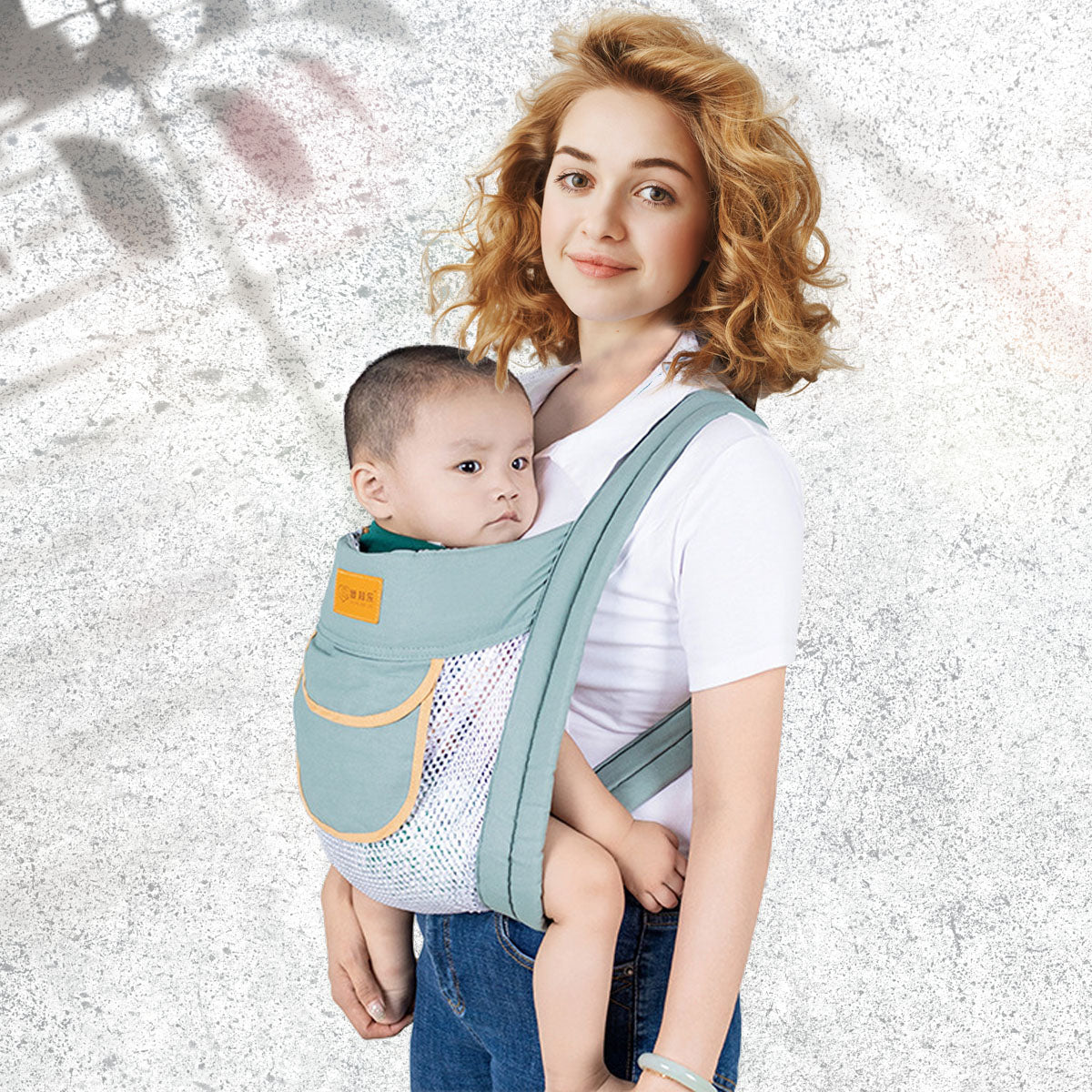 Baby Newborn Portable Sling Carrier Breathable Mesh Pocket Cross Straps Safety Sling with Foldable Hood