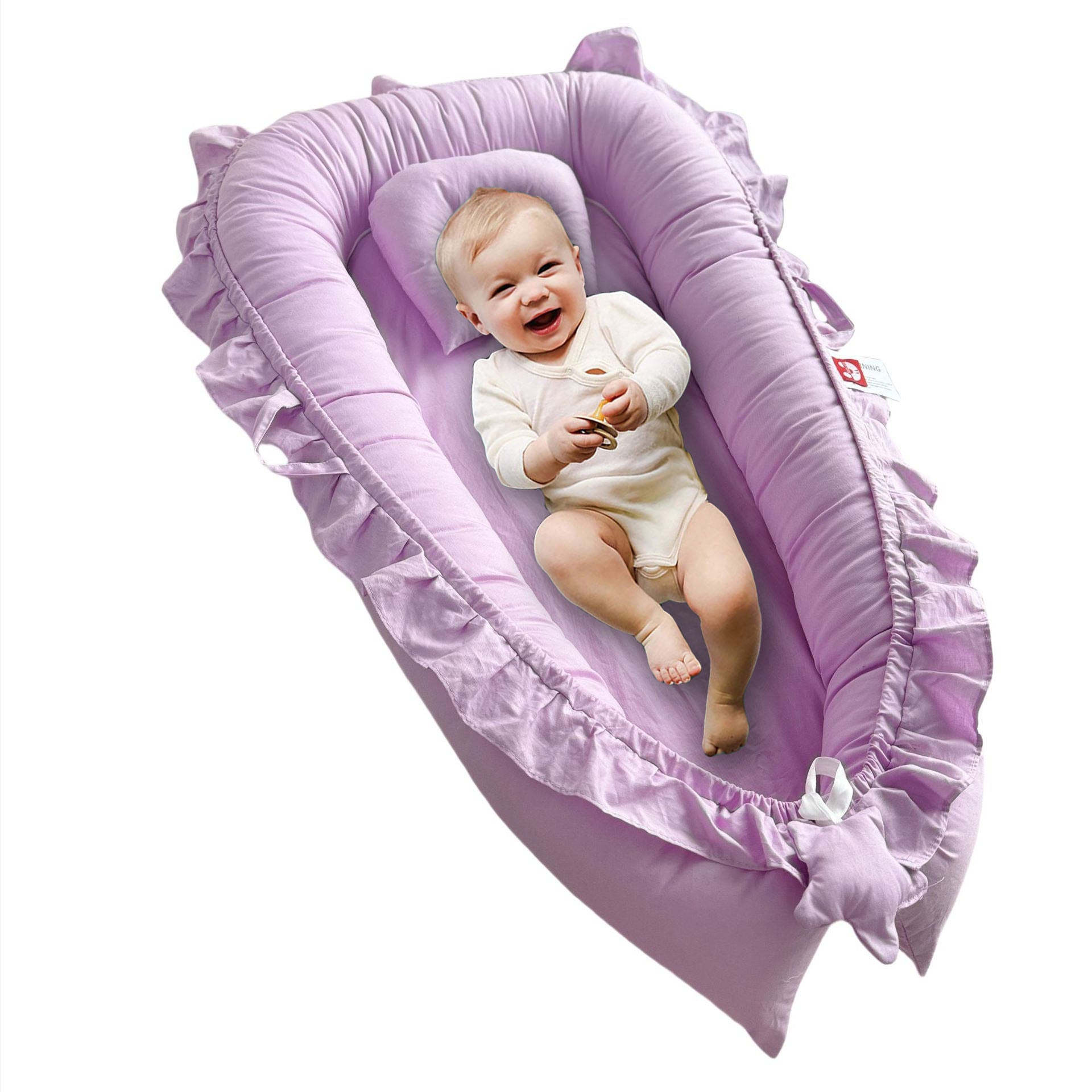 Ruffle Baby Nest Crib Portable Cocoon Bionic with Detachable Pillow travel