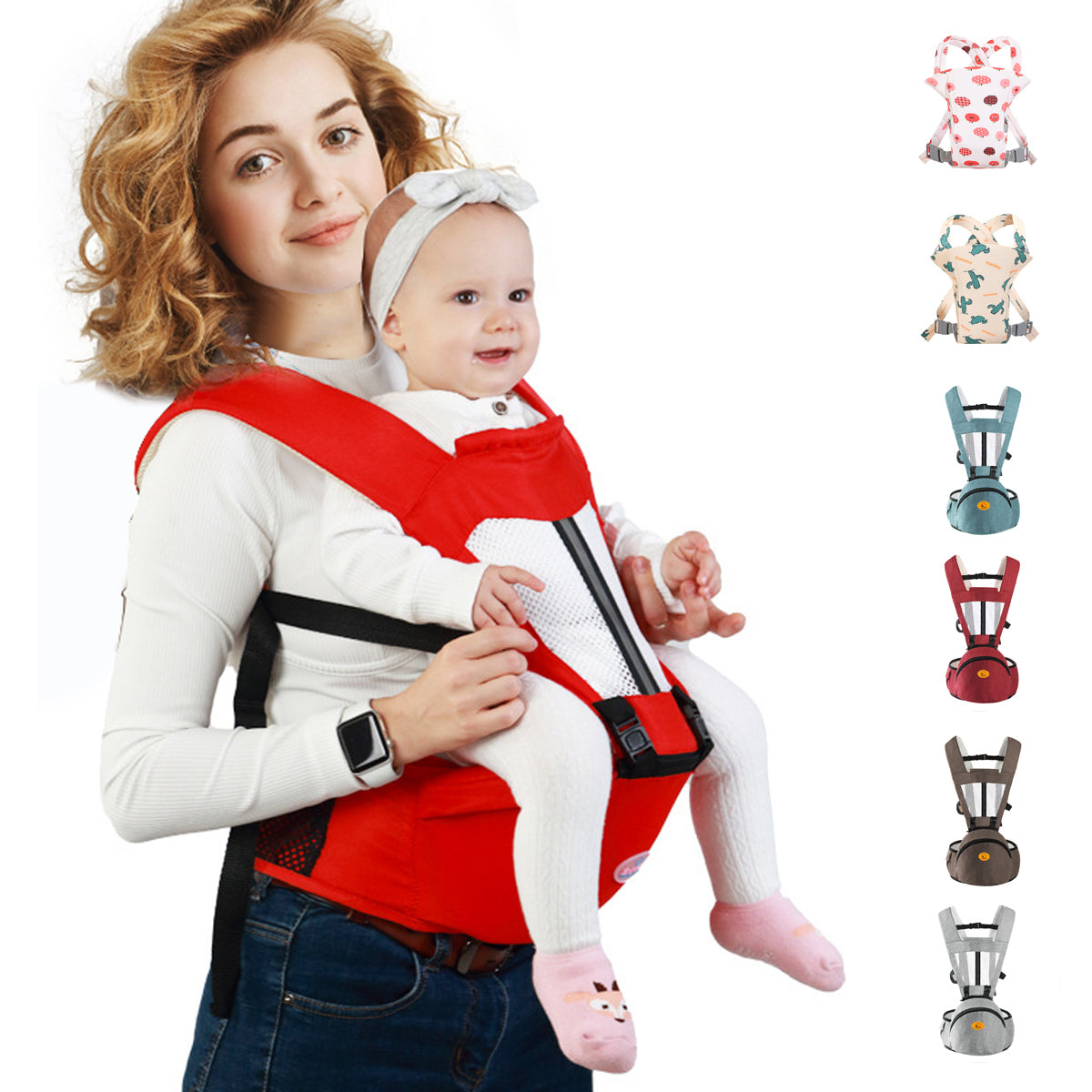 Baby Hip Seat Sling Carrier Breathable with Waist Stool and Lumbar Support for Breastfeeding Newborn Toddler Infant