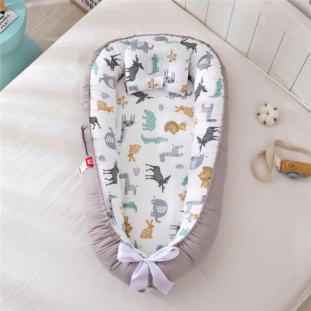 Portable Cotton Newborn Baby Lounger Pillow Breathable Adjustable Travel Bed