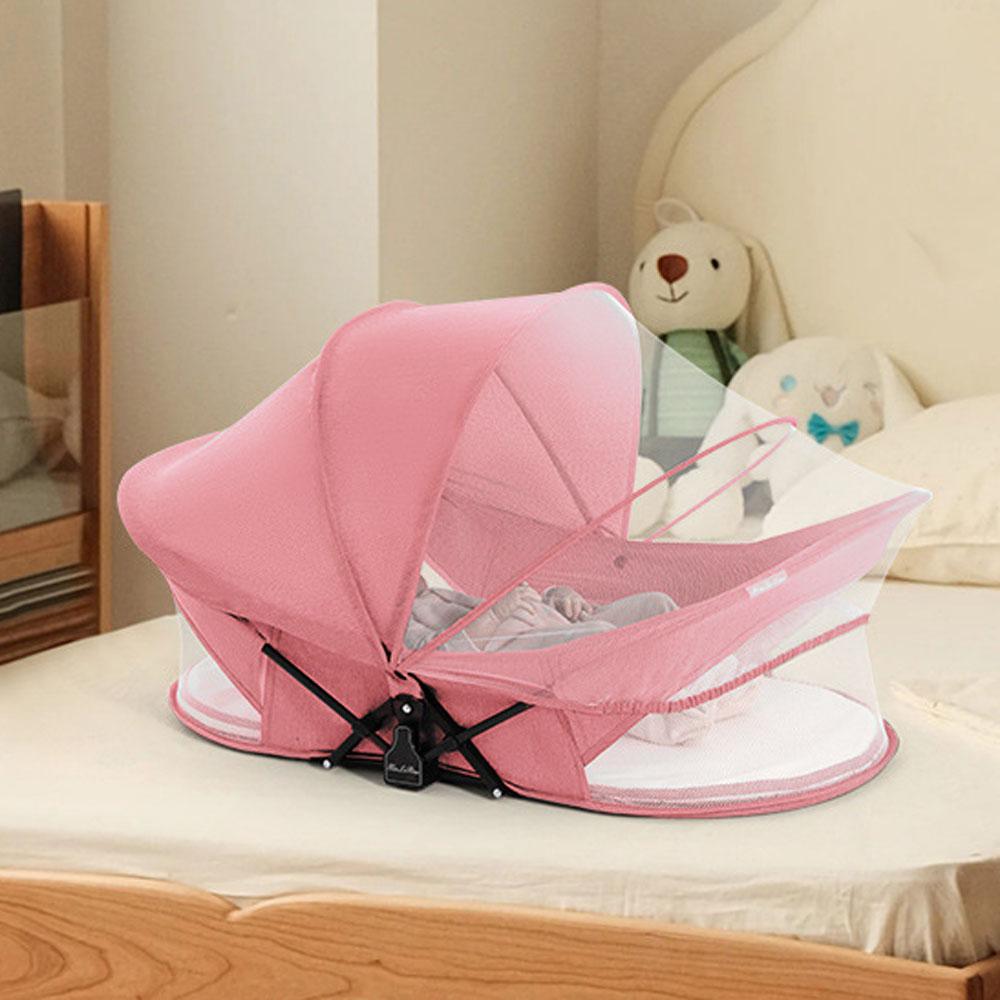 Portable Foldable Baby Bed Crib with Sunshade Mosquito Net Lightweight Design