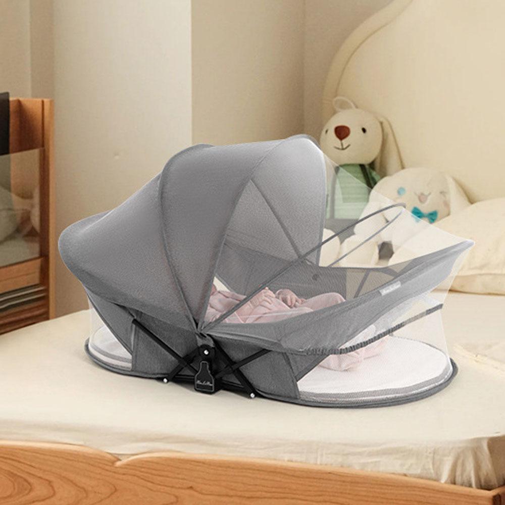 Portable Foldable Baby Bed Crib with Sunshade Mosquito Net Lightweight Design