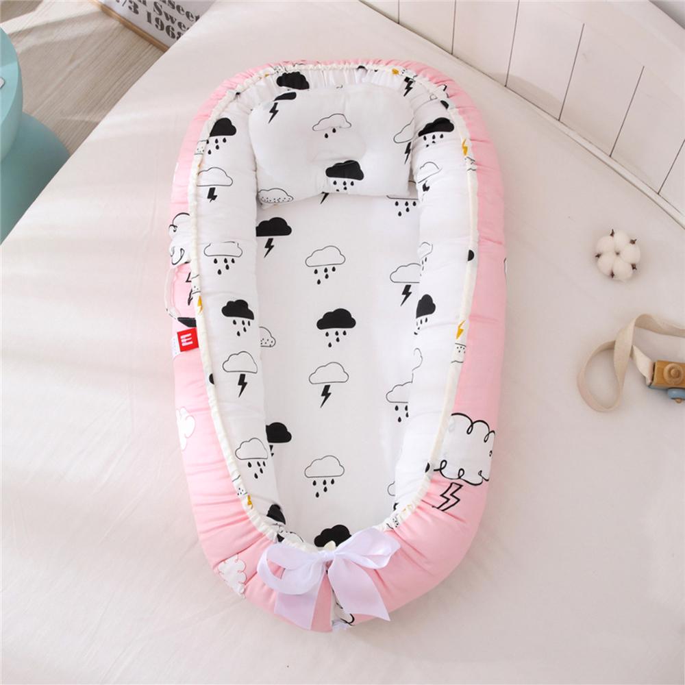 Portable Cotton Newborn Baby Lounger Pillow Breathable Adjustable Travel Bed