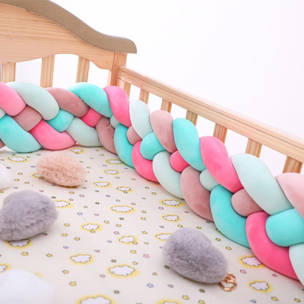 Three-strand colorful braided crib bumper