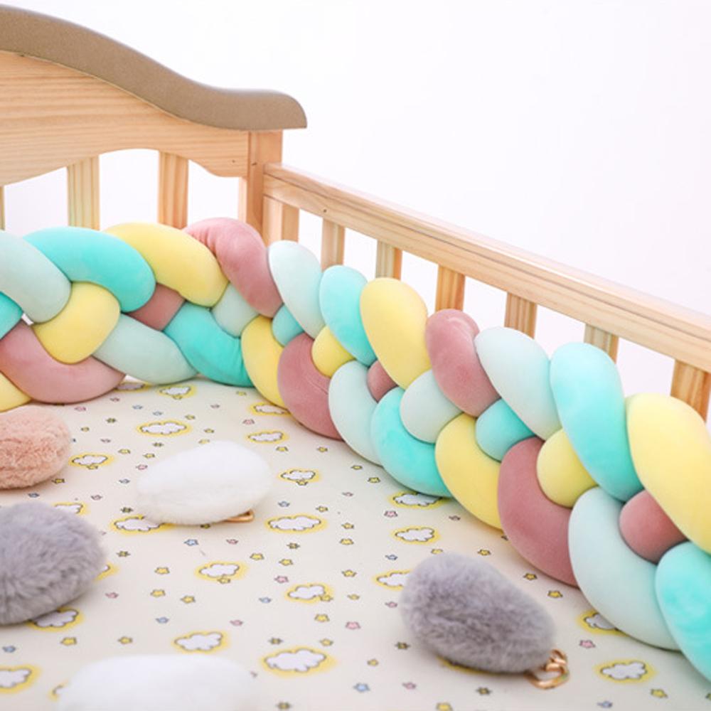 Three-strand colorful braided crib bumper