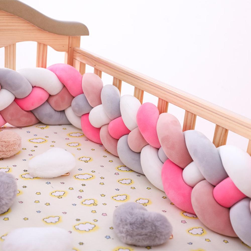 Three-strand colorful braided crib bumper