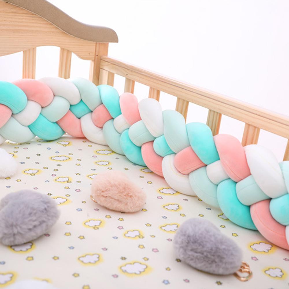 Three-strand colorful braided crib bumper