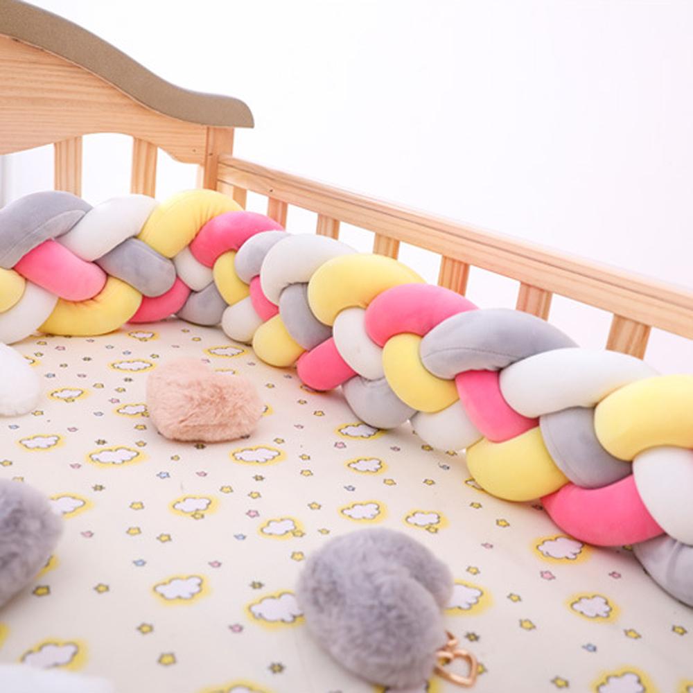 Three-strand colorful braided crib bumper