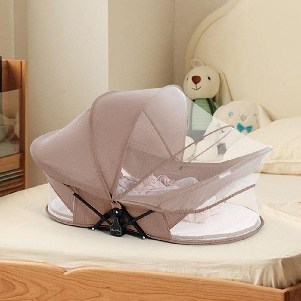 Portable Foldable Baby Bed Crib with Sunshade Mosquito Net Lightweight Design