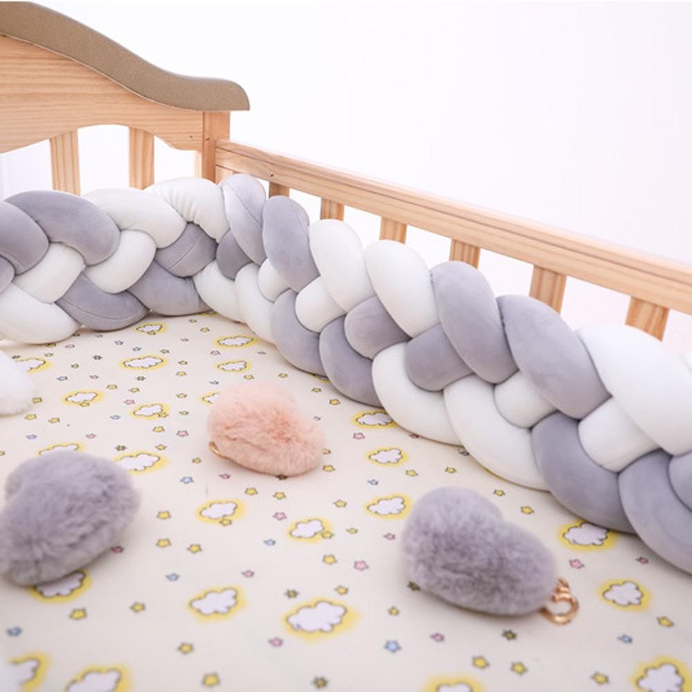 Three-strand colorful braided crib bumper