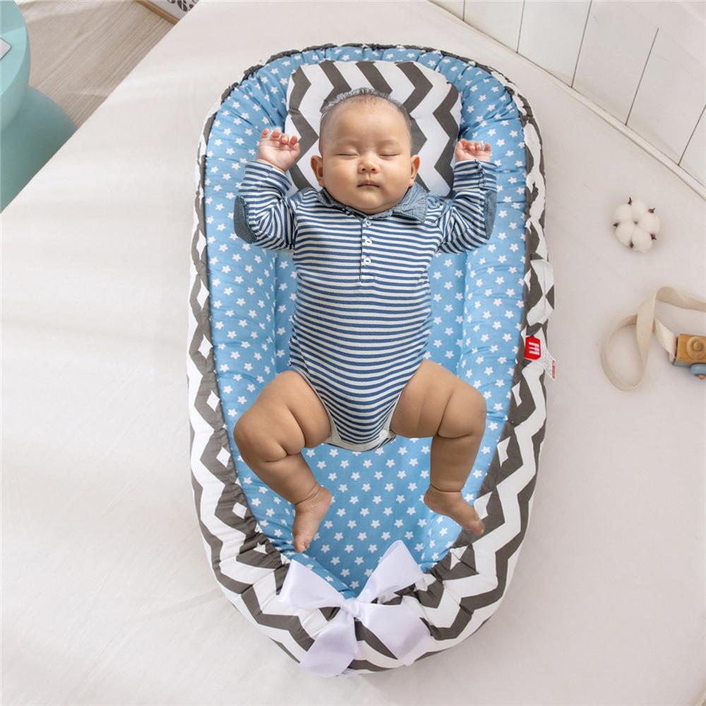 Portable Cotton Newborn Baby Lounger Pillow Breathable Adjustable Travel Bed