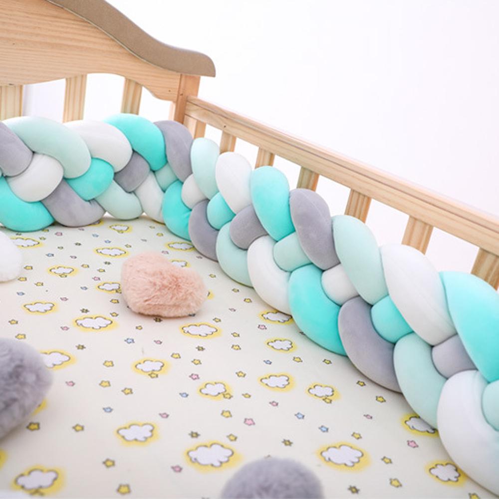 Three-strand colorful braided crib bumper